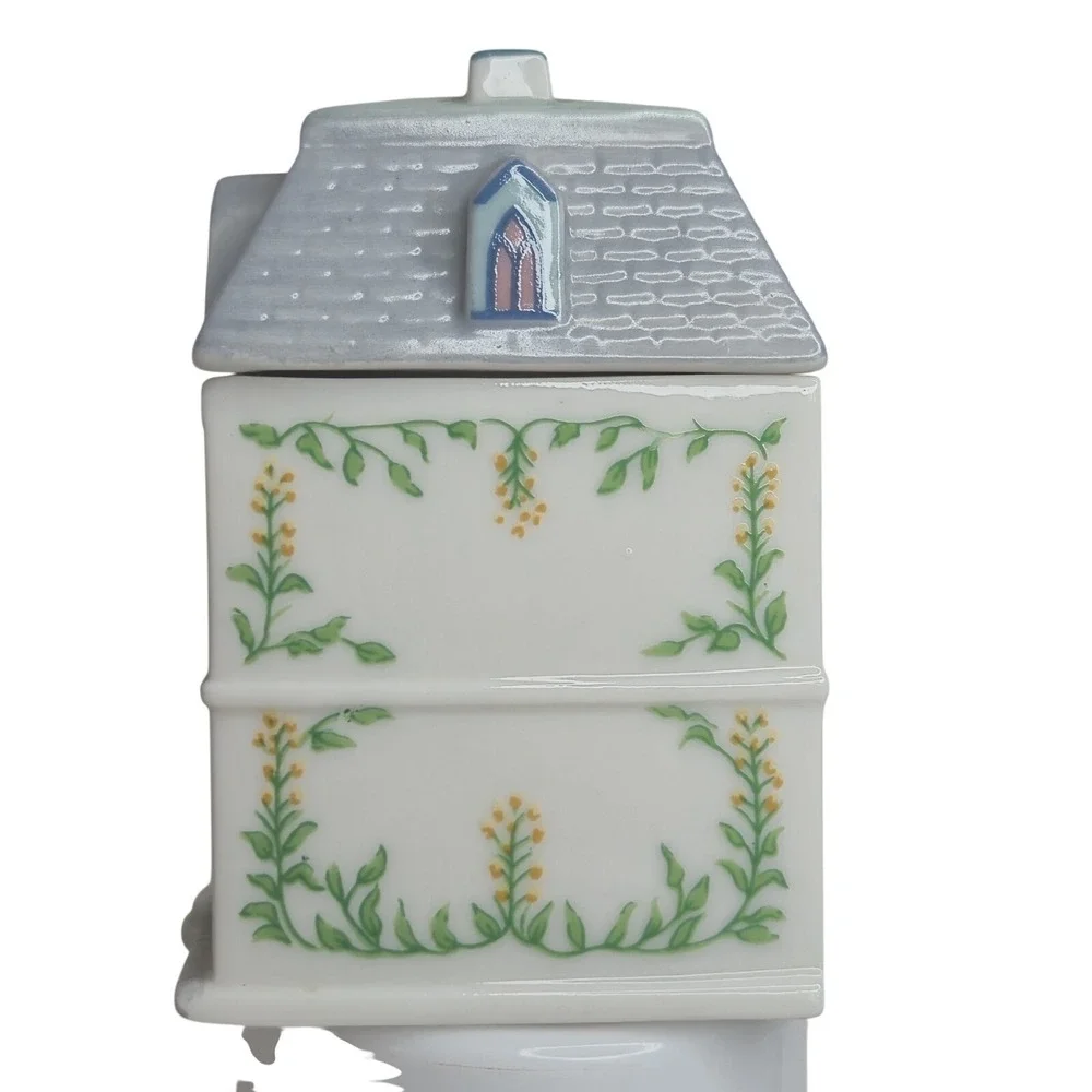 Lenox Spice Village Mustard Porcelain House Jar 1989 Victorian Cottage Spice Box